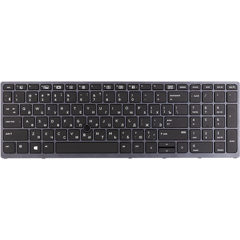 Клавиатура для ноутбука HP Zbook 15 G3 черная, серый фрейм, подсветка