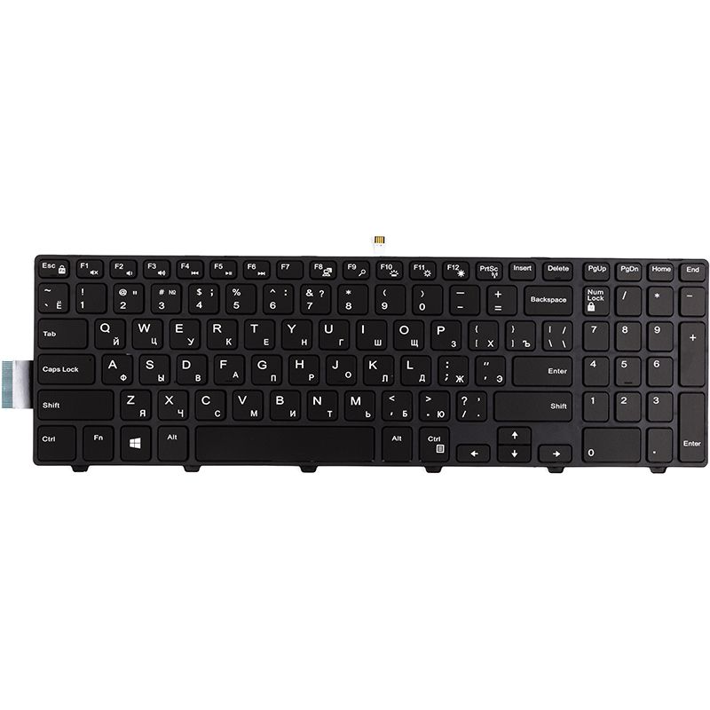 Клавиатура для ноутбука DELL Inspiron 15 3000 черная, черный фрейм, подсветка