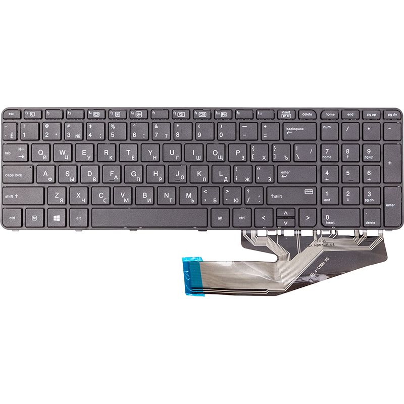 Клавіатура для ноутбука HP 450 G4, чорна, чорний фрейм (KB315727)