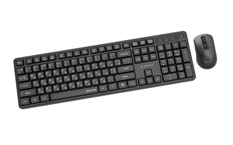 Комплект (клавиатура, мышь) беспроводной Gembird Black (KBS-WMS-01-CYRL)