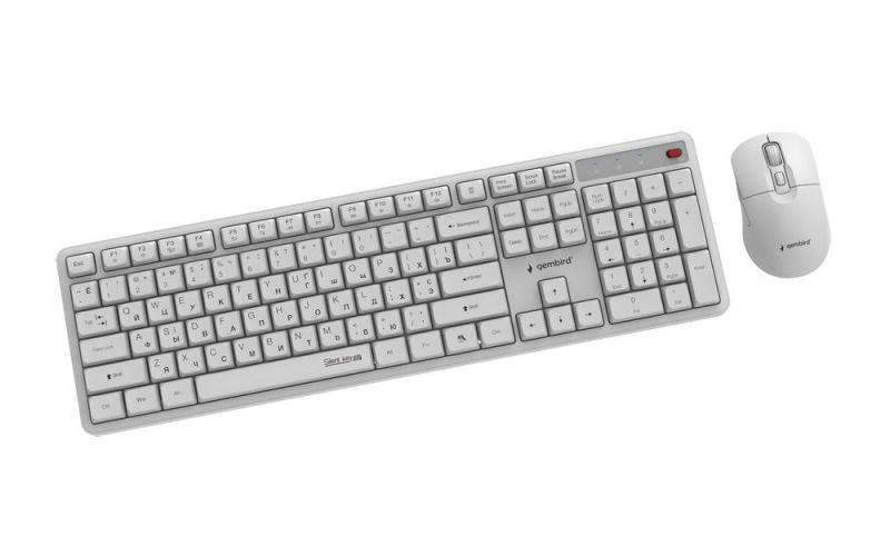 Комплект (клавиатура, мышь) беспроводной Gembird White (KBS-WMS-01-W-CYRL)