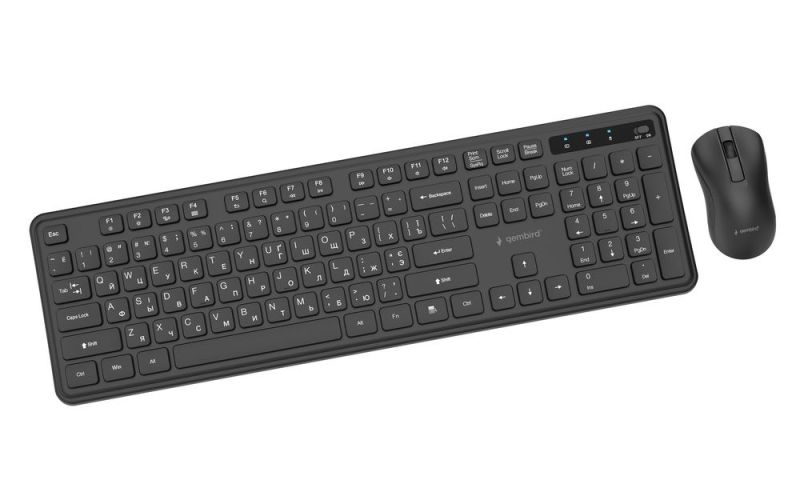 Комплект (клавиатура, мышь) беспроводной Gembird Black (KBS-WPS-01-CYRL)