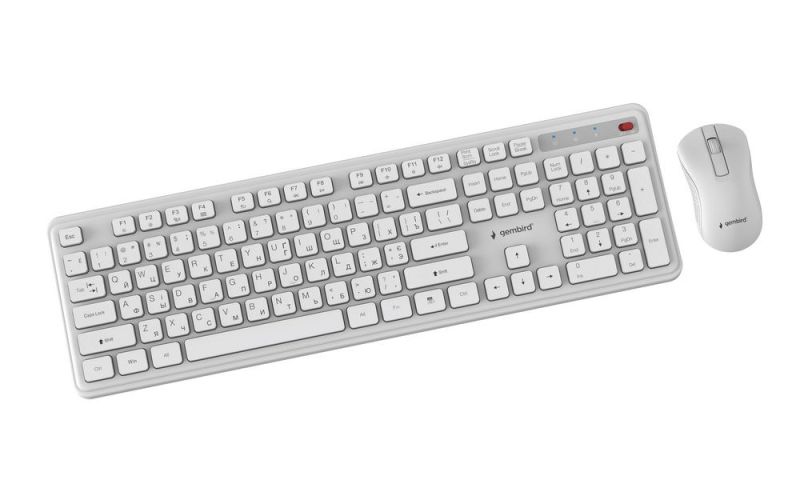 Комплект (клавиатура, мышь) беспроводной Gembird White (KBS-WPS-01-W-CYRL)