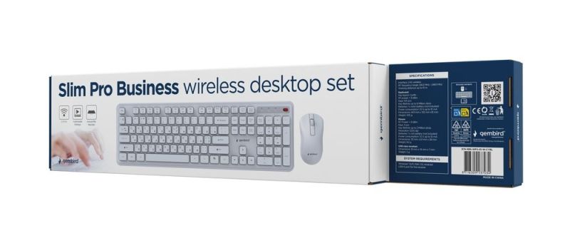 Комплект (клавиатура, мышь) беспроводной Gembird White (KBS-WPS-01-W-CYRL)