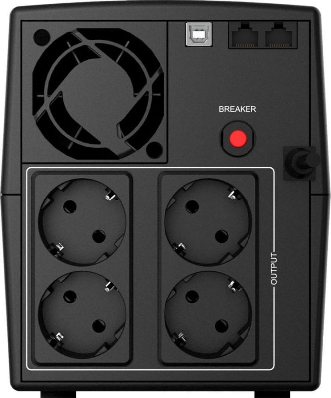 Джерело безперебійного живлення NJOY Keen 1000 (UPLI-LI100KU-CG01B), Lin.int., AVR, 4 x евро, USB, пластик (Keen 1000 USB)