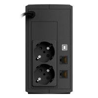 Джерело безперебійного живлення NJOY Keen 600 (UPLI-LI060KU-CG01B) Lin.int., AVR, 2 x евро, USB, пластик (Keen 600 USB)
