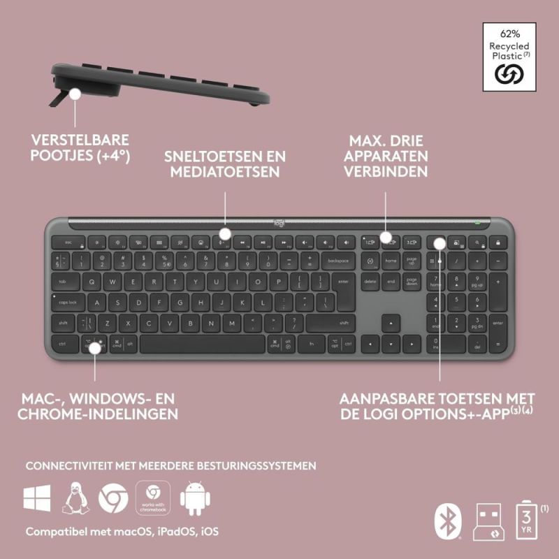 Клавиатура беспроводная Logitech Signature Slim K950 US Graphite USB (920-012465)