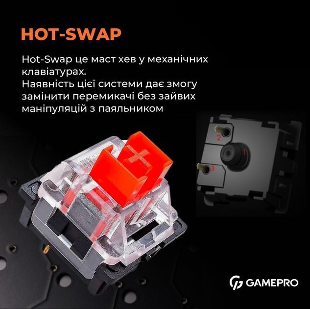 Клавиатура GamePro Red Swich Hot-Swap RGB Black (MK130R)