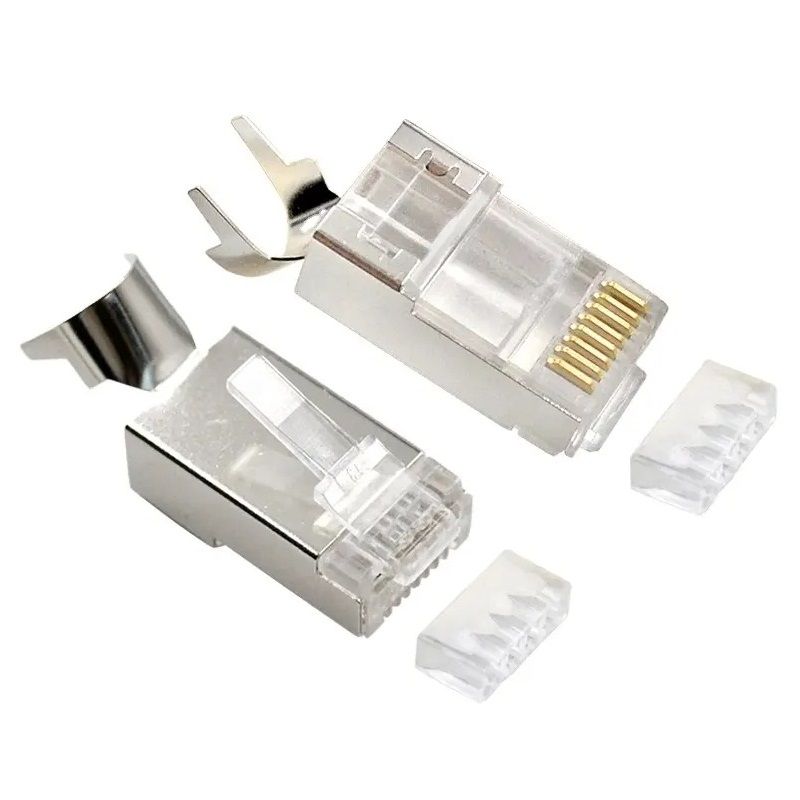 Конектор RJ 45 Cablexpert 8P8C, Cat.7, FTP, з наскрізними отворами, позолочені контакти (100 шт/уп) (LC-PTF7-01/100)