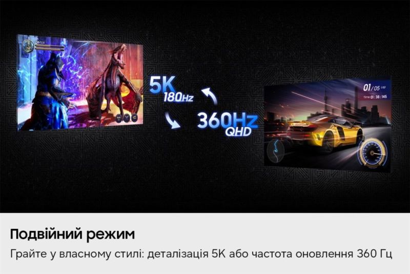 Монiтор Samsung 27" Odyssey Gaming G8 IPS Black 180Hz (LS27HG800EFXUA)