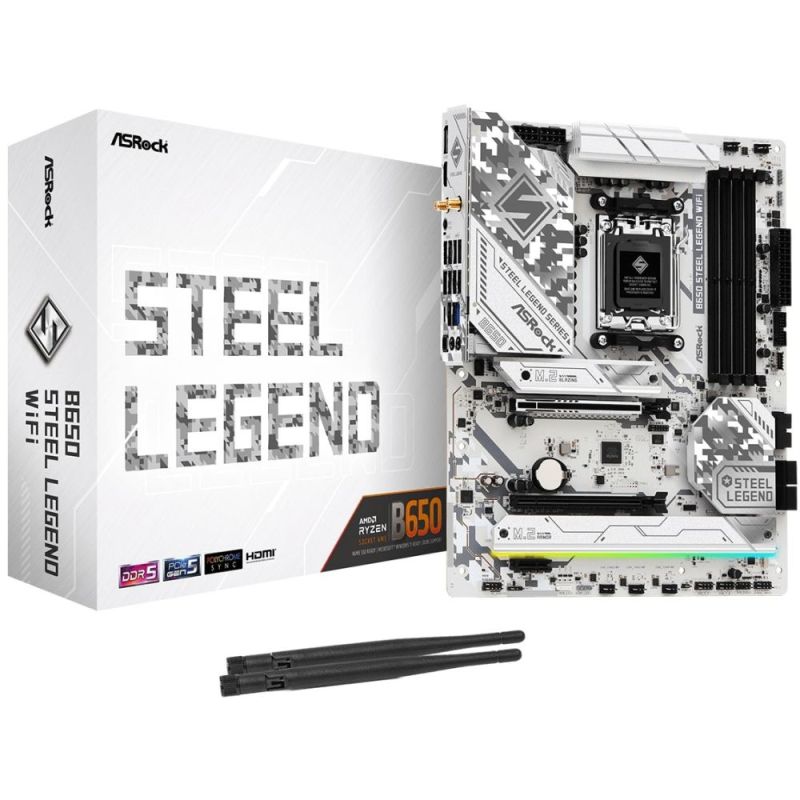 Материнська плата ASRock B650 Steel Legend WiFi Socket AM5 (B650 STEEL LEGEND WIFI)