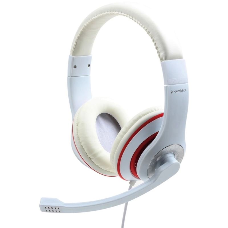 Гарнитура Gembird White/Red (MHS-03-WTRD)