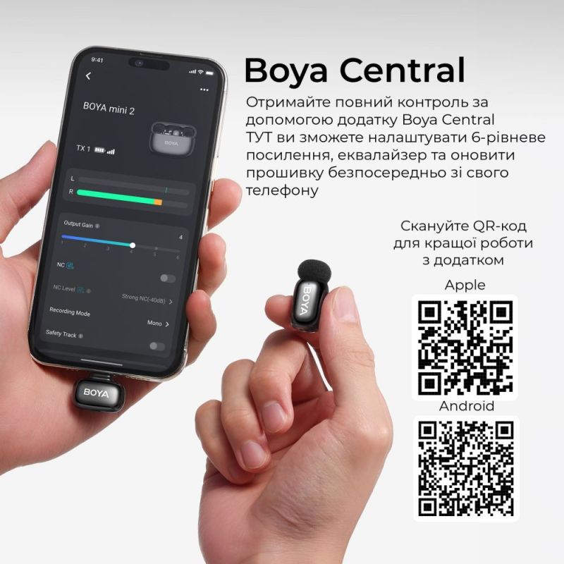 Мікрофон BOYA Type-C/Lightning Black (mini 2-01)