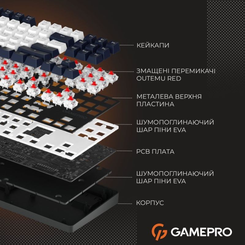 Клавиатура GamePro Genesis Metallic Outemu Red Swithes USB Black (MK110B)