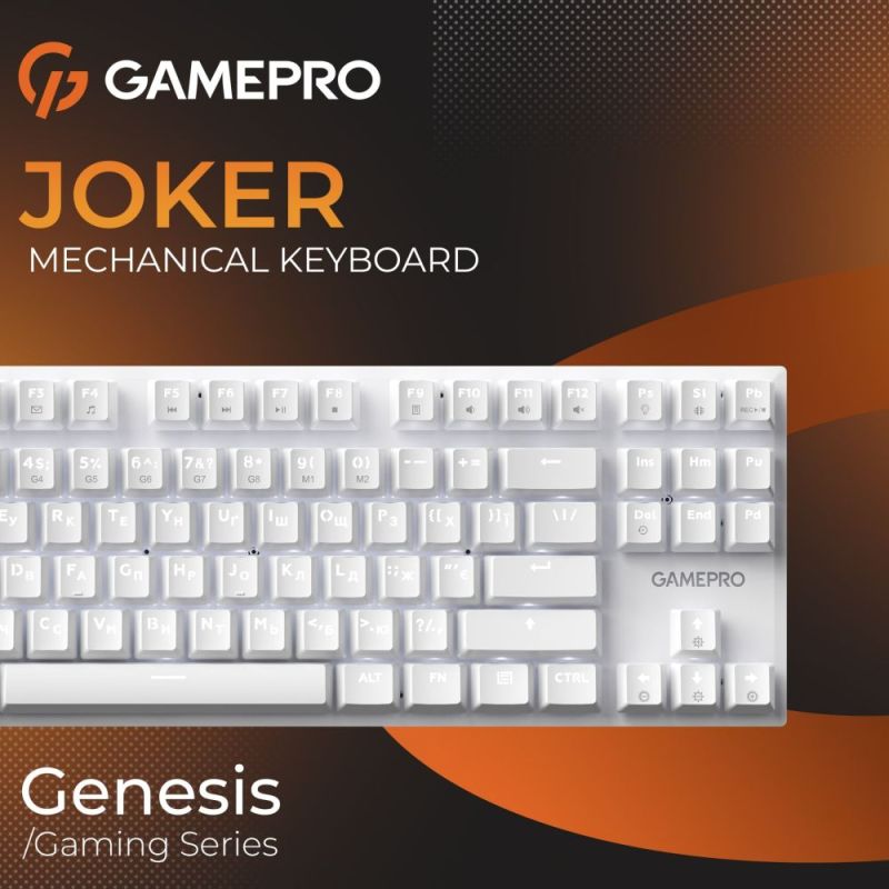 Клавіатура GamePro Genesis Joker Outemu Red Swithes USB White (MK124W)
