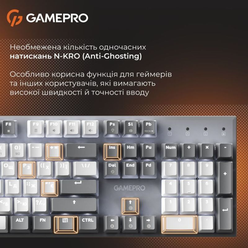 Клавиатура GamePro Genesis Metallic Outemu Red Swithes USB Gray (MK144G)