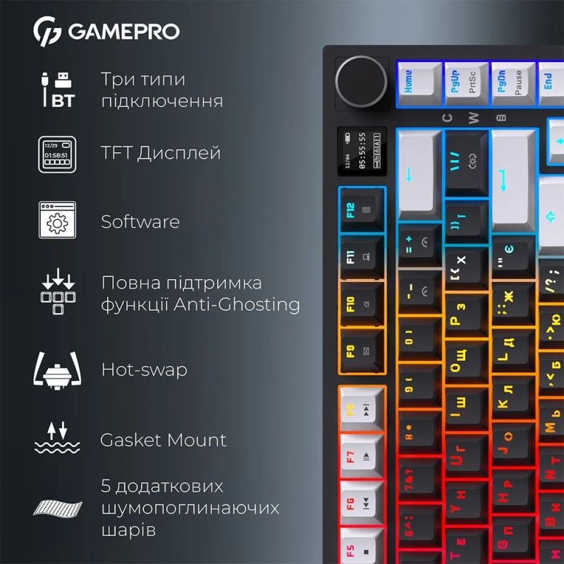 Клавіатура бездротова GamePro Asgard Valhalla Pro Black (MK160B-D-Pro)