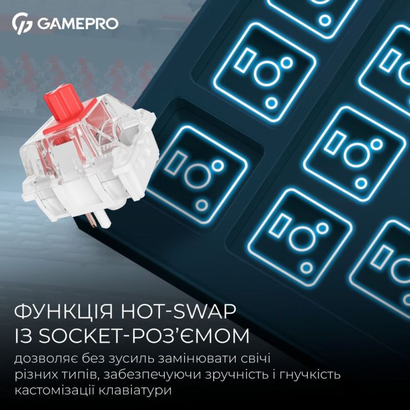 Клавиатура беспроводная GamePro Asgard Yord Keychron Super Red Switch Blue (MK266BL)