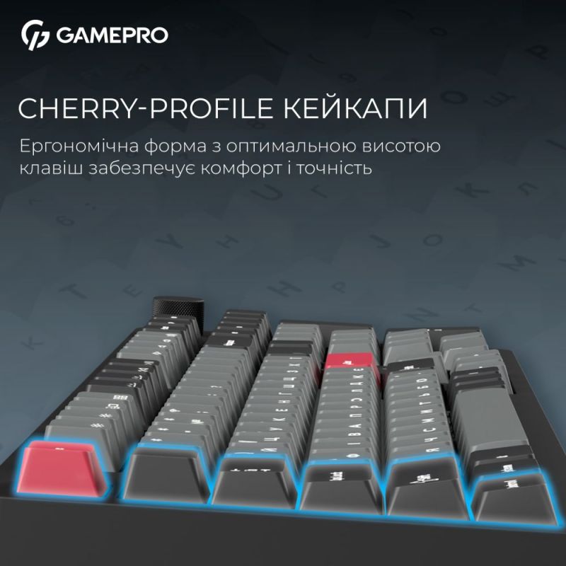 Клавіатура бездротова GamePro Asgard Drakkar Keychron Super Red Switch Black (MK305BK)
