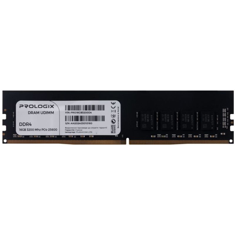 Модуль пам`ятi DDR4 16GB/3200 Prologix (PRO16GB3200D4)