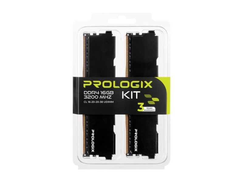 Модуль пам`ятi DDR4 2x8GB/3200 Prologix Black (PRO16GB3200B4K)