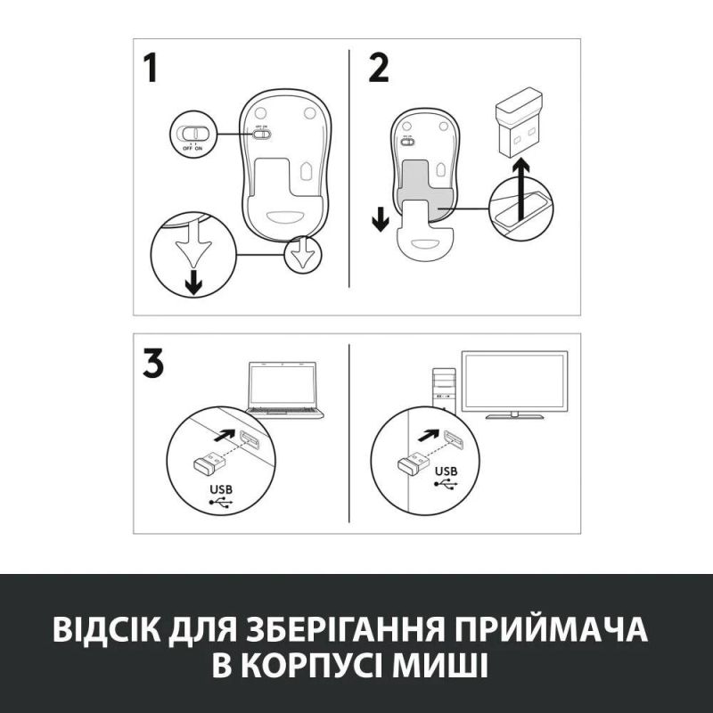 Мышь беспроводная Logitech M185 Grey (910-002238)