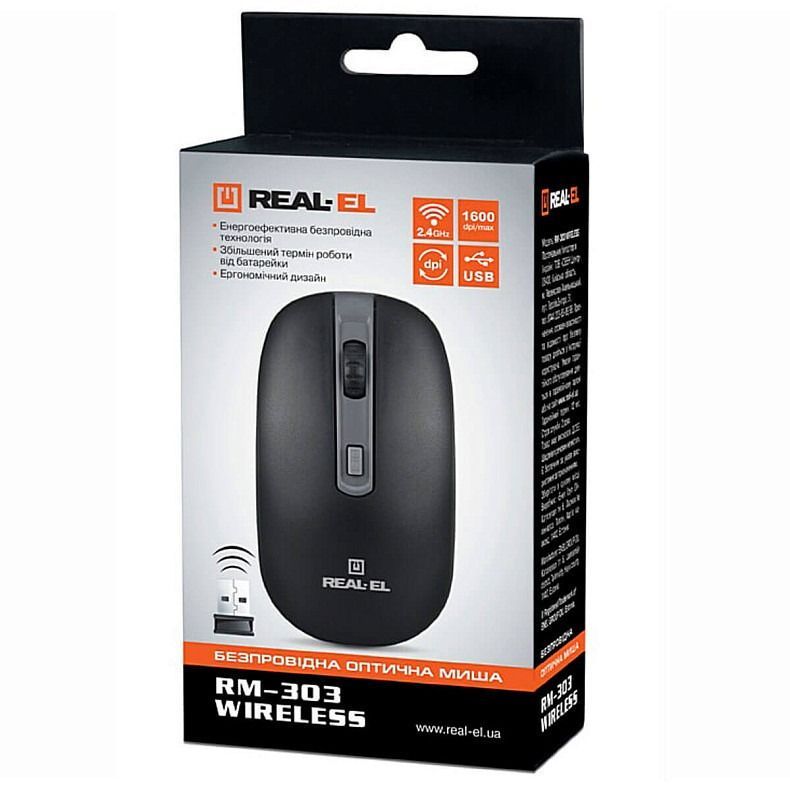 Миша бездротова REAL-EL RM-303 Black/Grey (EL123200021)