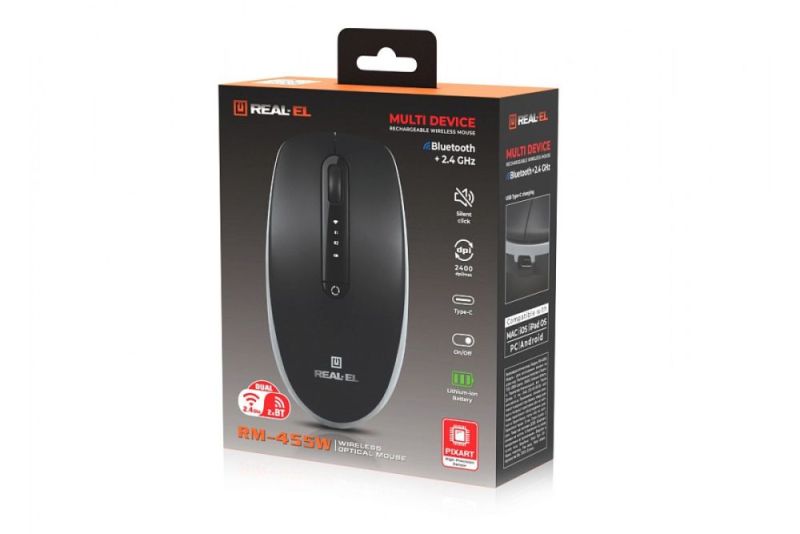 Миша бездротова REAL-EL RM-455W Black (EL123200047)
