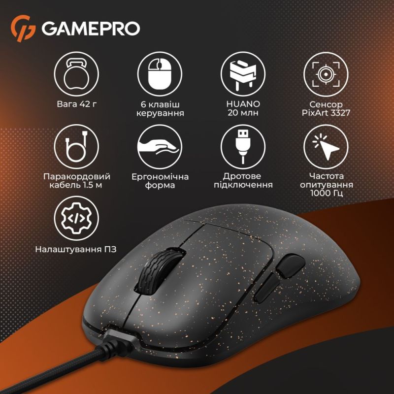 Миша GamePro Black/Orange (GM690D)