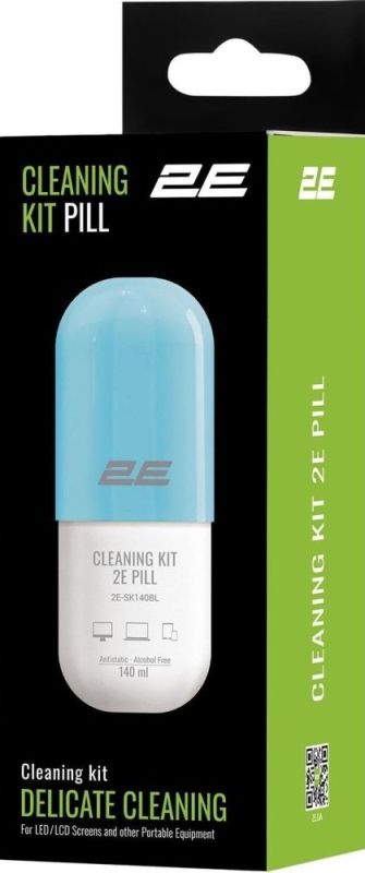 Набір для чищення 2E Pill LED/LCD + серветка 20х20 см White/Blue (2E-SK140BL)