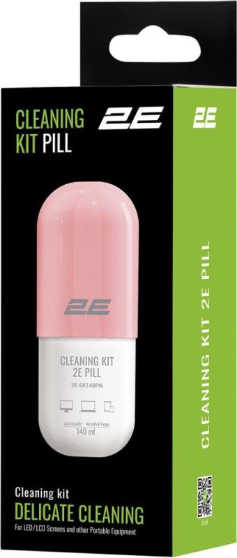 Набір для чищення 2E Pill LED/LCD + серветка 20х20 см White/Pink (2E-SK140PN)
