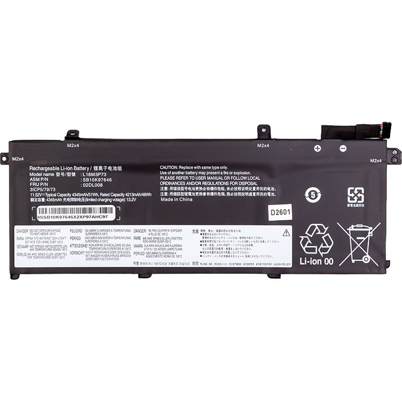 Акумулятор для ноутбуків Lenovo ThinkPad P43s (L18M4P74) 11.52V 4345mAh (original) (NB481125)