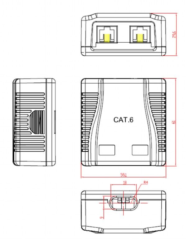 Розетка Cablexpert RJ-45, Cat6, зовнішня, біла (NCAC-2F6-01)