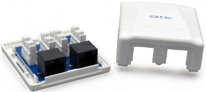 Розетка Cablexpert 2хRJ-45, Cat5Е, зовнішня, біла (NCAC-2U5E-01)