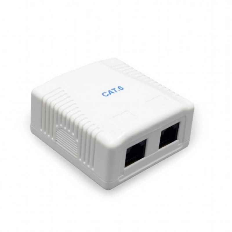 Розетка Cablexpert 2хRJ-45, Cat6, зовнішня, біла (NCAC-2U6-01)