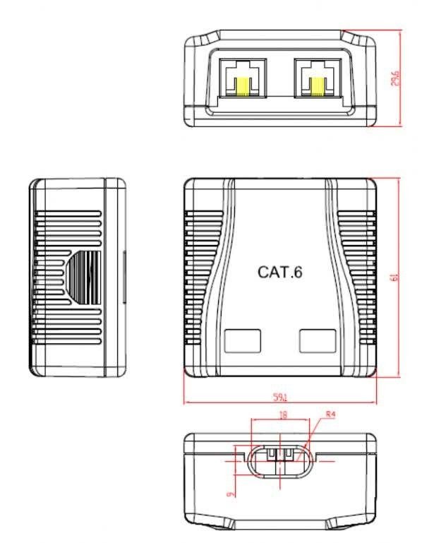 Розетка Cablexpert 2хRJ-45, Cat6, зовнішня, біла (NCAC-2U6-01)