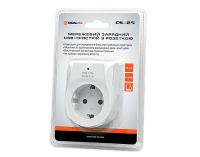 Мережевий зарядний пристрій з розеткою REAL-EL CS-25 (2USB, 2.1A) White (EL123160006)