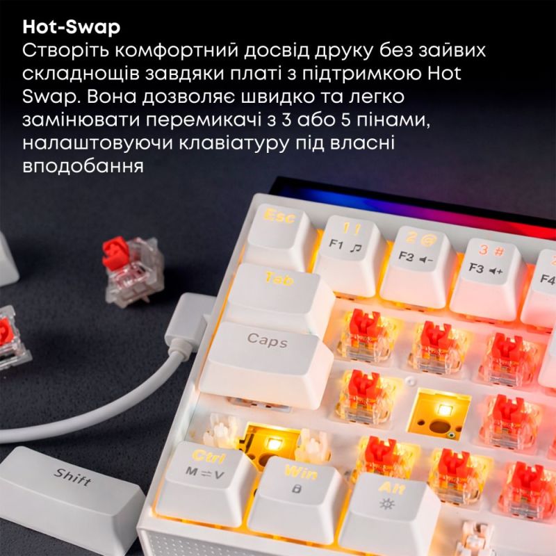 Клавиатура Ajazz NK68 Red Switch White USB-C (NK68-R-W)