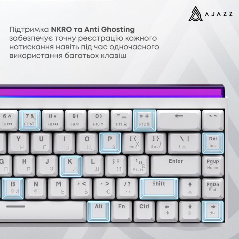 Клавиатура Ajazz NK68 Red Switch White USB-C (NK68-R-W)