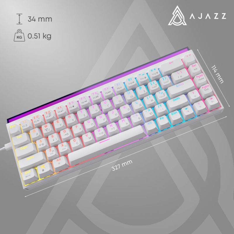Клавиатура Ajazz NK68 Red Switch White USB-C (NK68-R-W)