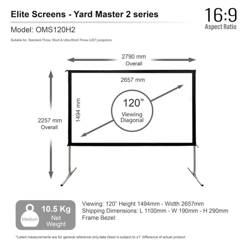Проекційний екран Elite Screens 120" (266х149, 16:9) (OMS120H2)