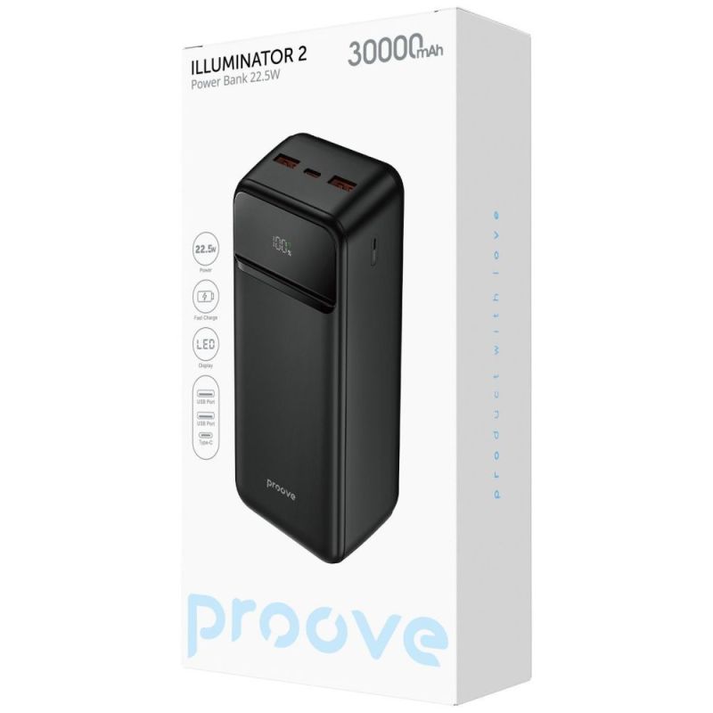 Универсальная мобильная батарея Proove Illuminator 2 22.5W 30000mAh Black (PBIP30212201)