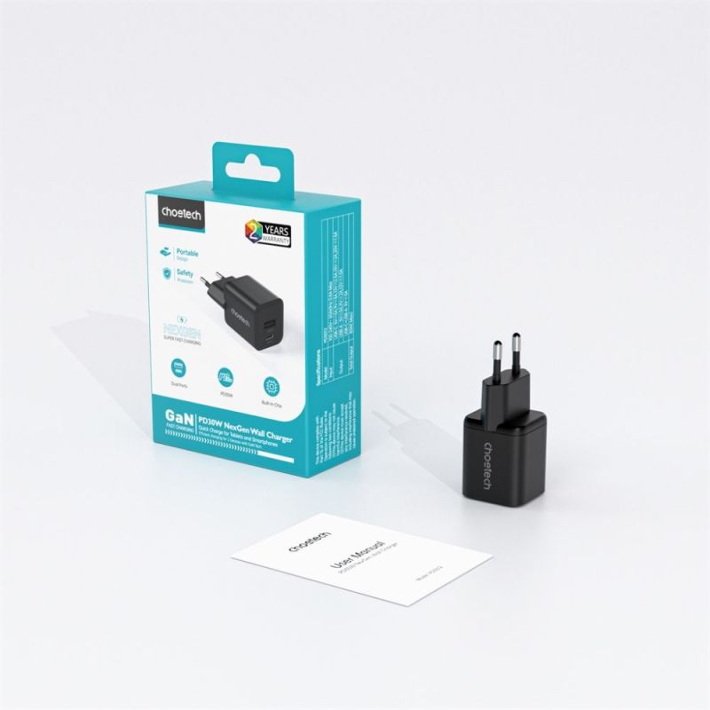 Сетевое зарядное устройство Choetech (USB-C+USB-A) Black (PD5012-EU-BK)