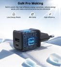 Сетевое зарядное устройство Choetech (USB-C+USB-A) Black (PD5012-EU-BK)