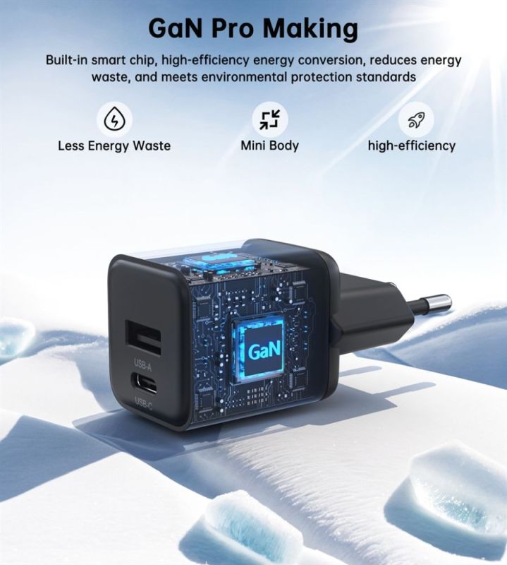 Сетевое зарядное устройство Choetech (USB-C+USB-A) Black (PD5012-EU-BK)