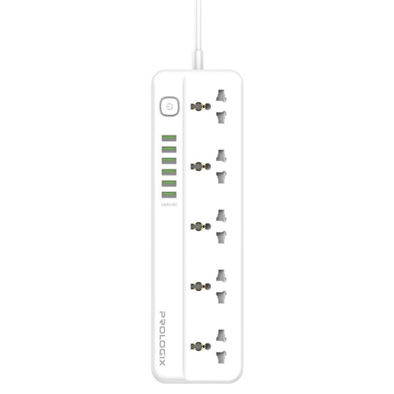 Фільтр живлення ProLogix Premium 2.5 кВт, 5 розеток, 6 USB AUTO ID, 2 м, білий (PR-SC5614W)