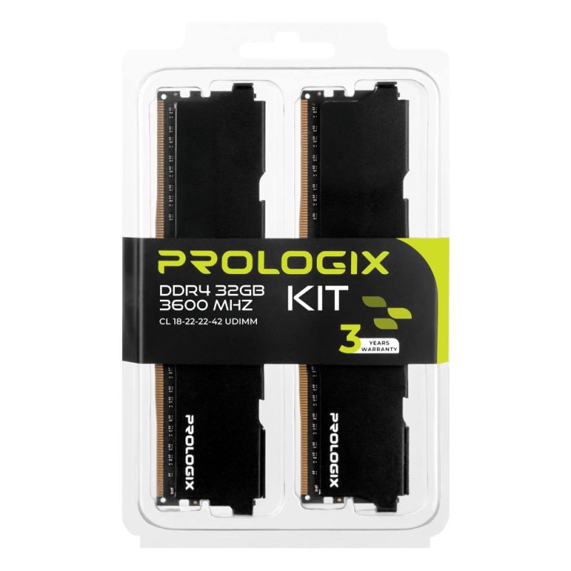 Модуль памяти DDR4 2x16GB/3600 Prologix Black (PRO32GB3600B4K)