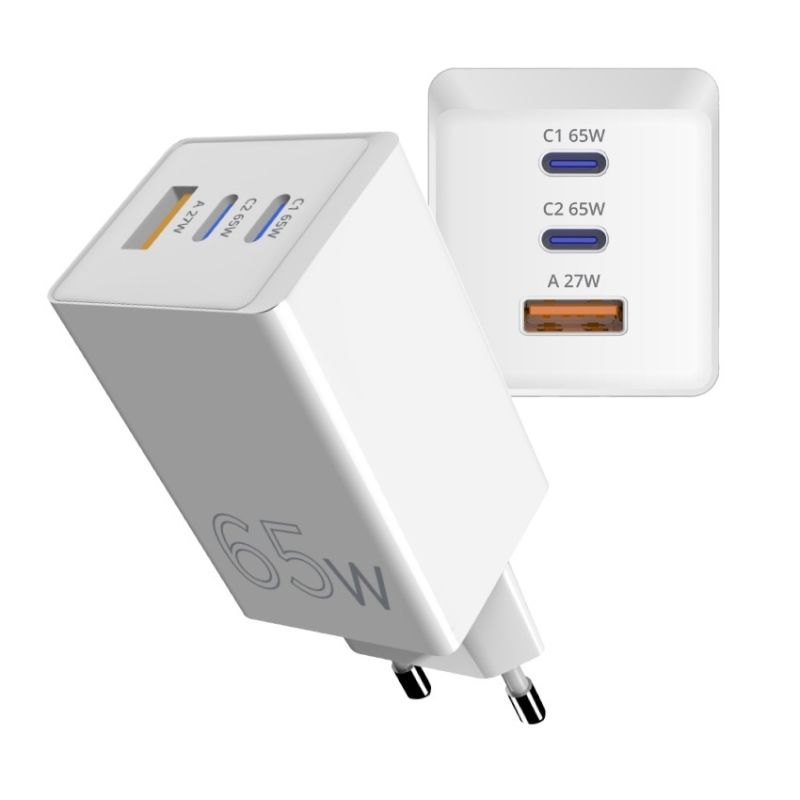 Сетевое зарядное устройство Sigma mobile X-power 65W GaN, PD, QC (2xUSB-C + 1xUSB-A) White (PS65-01)