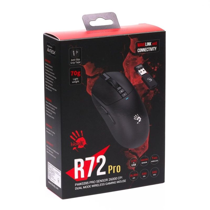 Мышь беспроводная Bloody R72 Pro Black (R72 Pro (Black))