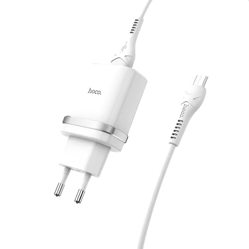 Мережевий зарядний пристрій Hoco C12Q (1USB, 3А) QC3.0 White + кабель MicroUSB (S23110)